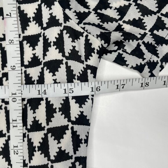 Sweet Rain Black White Aztec Print 3/4 Sleeve Peter Pan Collar Zip Dress Sz Sm - Picture 9 of 12